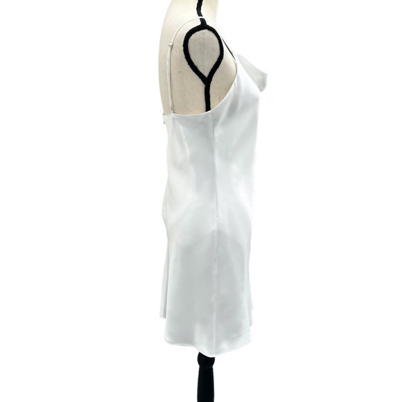 HEMLINE WHITE SATIN COWL NECK SPAGHETTI STRAP MINI DRESS - Picture 4 of 12